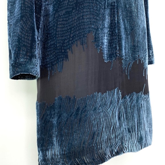 Derek Lam 10 Crosby Sapphire Velvet Devore Shift Long Sleeve Dress - Picture 12 of 12